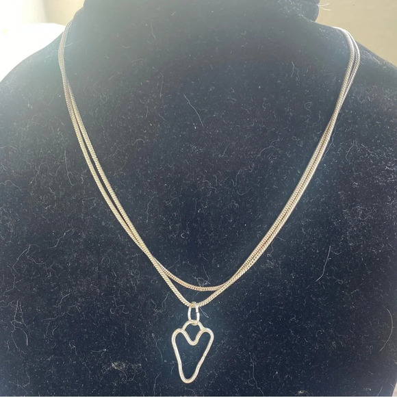 Rustic sterling silver heart necklace - Picture 1 of 10